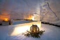 Exotic night in a snow igloo