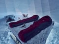 Exotic night in a snow igloo