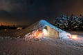 Exotic night in a snow igloo