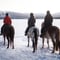 A small group horseback riding tour in the snow