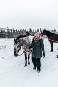 Private horseback riding tour in the snow