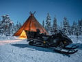Arctic Night Family Snowmobile Safari with Campfire, Levi