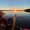 Midnight sun kayaking/ canoeing at lake Pyhäjärvi