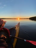 Midnight sun kayaking/ canoeing at lake Pyhäjärvi