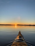 Midnight sun kayaking/ canoeing at lake Pyhäjärvi