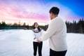 Ice skating private couple photography session - Rovaniemi