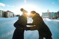 Ice skating private couple photography session - Rovaniemi
