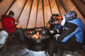 Having a great time around the fire...