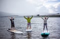 Arctic summer SUP boarding on a lake and river