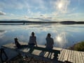 Traditional wood-heated sauna and swimming in lake Pyhäjärvi