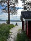 Traditional wood-heated sauna and swimming in lake Pyhäjärvi