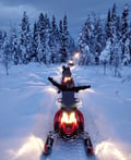 Snowmobile Adventure In The Arctic Forest