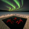 Ice Floating with Auroras