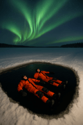 Ice Floating with Auroras