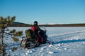 Wilderness lake: snowmobile tour to private wilderness lake (100km)