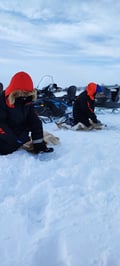Ice fishing experience on an Arctic lake