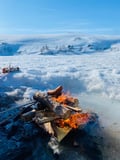 Ice fishing experience on an Arctic lake