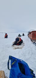 Ice fishing experience on an Arctic lake