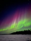 Aurora borealis with different colors in the sky