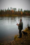 Lake fishing at the summertime