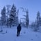 Snowshoes and camp fire